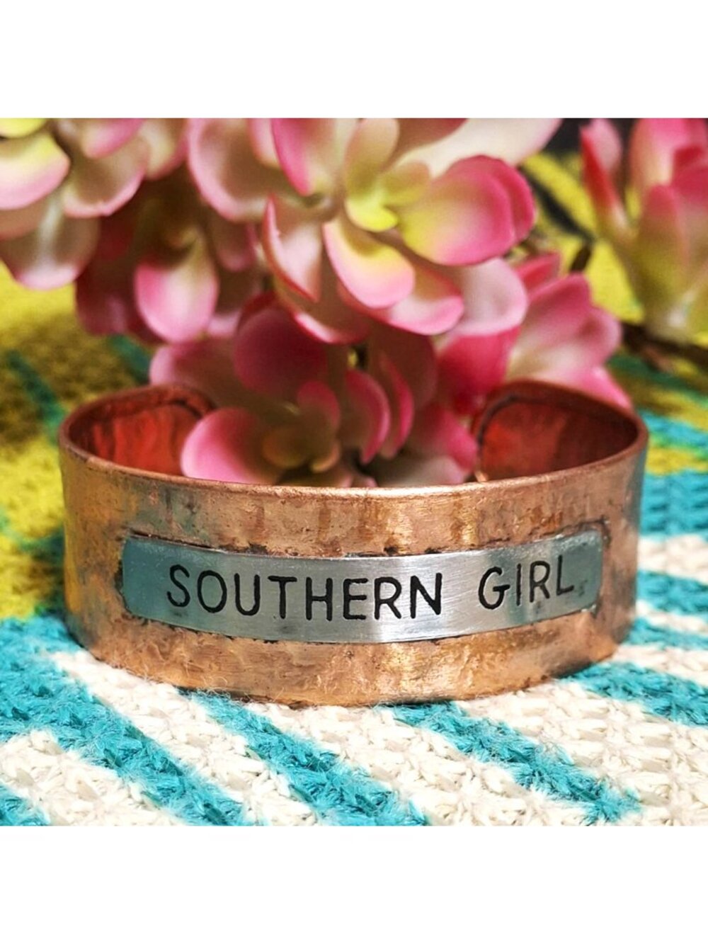 Cuff Bracelet. "Southern Girl". Distressed Copper and Silver. NWT.